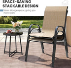 Patio Dining Chair Set of 6, Outdoor Stackable Dining Chairs High Back for All Weather, Patio Furniture for Backyard, Porch, Garden, Pool Deck (Brown)