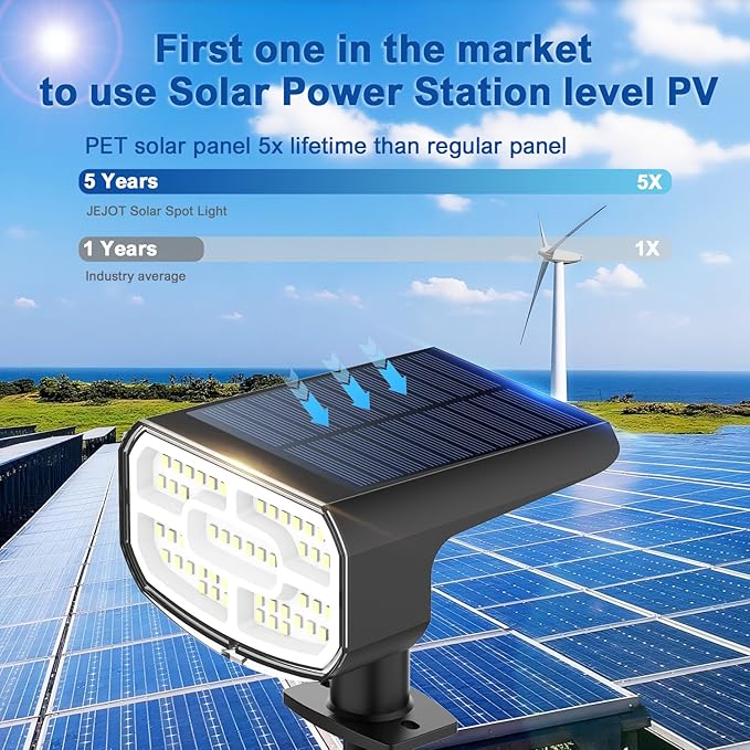 Solar Spot Lights Outdoor Waterproof IP65,6 Pack,Cool Light, 2 Lighting Modes Selectable, Solar Powered Yard Garden Solar Spot Lights for Garden Outside Landscape Auto On/Off