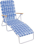 Camp & GO 4-Position Folding Web Lawn Chair Outdoor Lounger, Blue/White undefined/White
