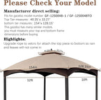 SCOCANOPY Light Beige Ripstop Replacement Top for Lowe's Allen Roth 10X12 Gazebo Model #GF-12S004B-1/ GF-12S004BTO