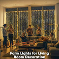 String Curtain Lights, 900 LED, Warm White, 29.5 x 9.8 Ft