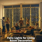 String Curtain Lights, 900 LED, Warm White, 29.5 x 9.8 Ft