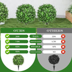 Artificial Topiary Bushes for Outdoors with Spike, Boxwood Ball Fake Shrubs UV Resistant Faux Plants for Indoor Outdoor Fall Thanksgiving Halloween Decor (Gypsophila Boxwood White-2 Packs)