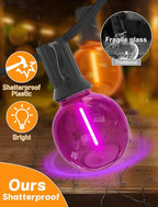 String Lights, 25 FT G40 LED Globe Lights with Orange and Purple Bulbs