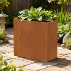 Corten Steel Planters - 24X12X24 inch Removable Insert Shelf for Garden Patio