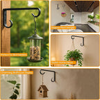 Metal Plant Hangers Outdoor - Wall Mounted Hanging Plant Bracket, 6 Inches, Set of 2, Ideal for Small Plants, Bird Feeders, Wind Chimes (Black)