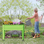 Elevated Metal Planter Box Stand Heavy Duty Raised Garden Bed for Vegetables Flowers Herbs Indoor Outdoor Use, Green