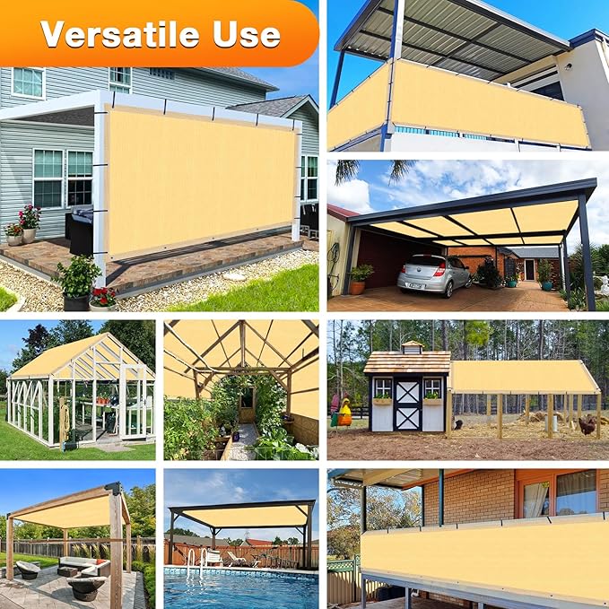 Artpuch Outdoor Pergola Shade Cover 12x21 FT Sun Shade Cloth with Grommets Sand 90% UV Protection Canopy Patio Privacy Screen (Customized Available)