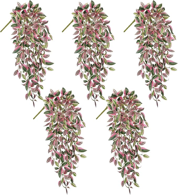 Artificial Hanging Plants Wandering Jew 22 Inch 5 Pack PVC