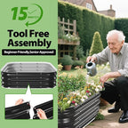 Galvanized Raised Garden Bed for Gardening, 4x4x1ft Large Square Metal Planter Boxes Outdoor for Vegetable,Flower,Herb,Modular Above Ground Growing Container,Black, Easy Assembly