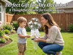 Solar Garden Rose Lights by FANCYPOP, 2 Pack Most Realistic 12 LED Flower Stake Lights, IP65 Waterproof 7 Color Changing Solar Decor for Walkway/Graveyard, Heartwarming Gifts for Grandma & Mom, White