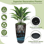 24-21-11 Inch Tall Planters Set of 3, Indoor Outdoor Blue Glossy Round Planter with Drainage Hole and Saucer, Large Decorative Plant Pots for Home Garden Porch (Blue)