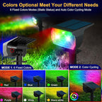 nipify 2 Pack Solar Spot Lights Outdoor Color Changing, 7 Modes Halloween RGB Solar Powered Waterproof Spotlight, Landscape Lighting for Outside Yard Garden Pathway