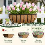 4 Pcs 30 Inch Trough Coco Liner for Window Box, 100% Natural Half Moon Coconut Coir Planter, Replaceable Coconut Fiber Liner for Window Boxes & Fence Flower Baskets (4, 30 inch)