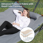 TegerDeger 12FT 2 Person Hammock Large Hammock 450LB Capacity with V Shaped Hardwood Spreader Bar & Nylon Rope for Outside, Patio, Garden, Backyard, Beach, Poolside - Gray
