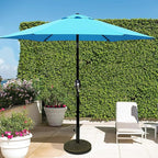 Blissun 7.5 ft Patio Umbrella, Yard Umbrella, Outdoor Market Umbrella with Push Button Tilt Crank (Light Blue)