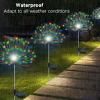 Solar Garden Lights Outdoor Waterproof, 2 Pack 120 LED Solar Firework Lights Decorative Garden Décor Outside for Flowerbed Pathway Party Christmas Decoration, Multicolor