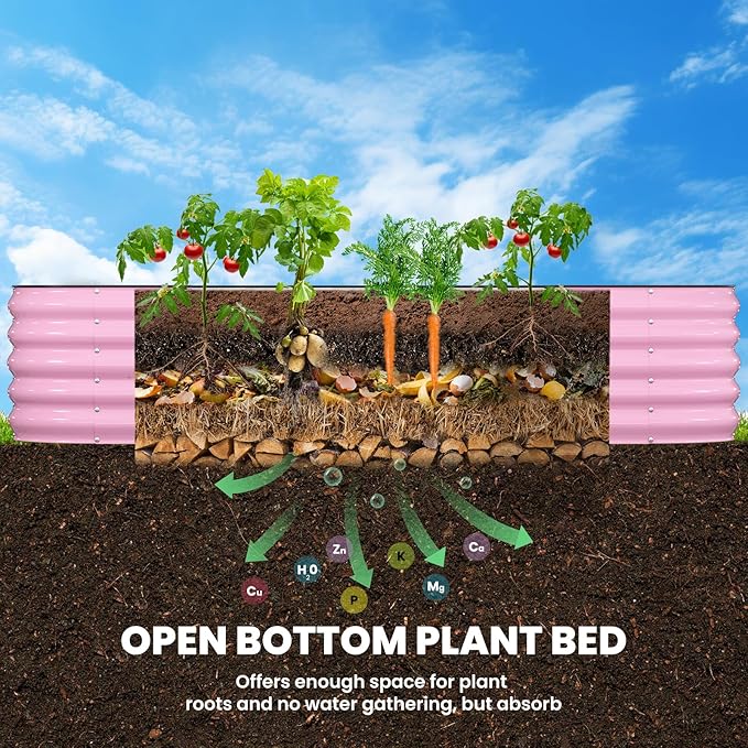 Galvanized Raised Garden Bed 8x2x1.5 FT, Oval Metal Raised Garden Bed Outdoor Planter Box with Open Bottom, Rust-Resistant Steel Garden Bed for Vegetables Herbs Flowers, Easy Assembly
