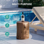 SUNBURY Outdoor Side Table Set of 2, Tree Stump Side Table Light Oak Colored - Image 4