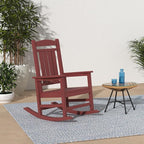 KINGYES Outdoor Rocking Chair Set of 2, High Density Polyethylene Patio Rocking Chairs with 330lbs Support for Adults, Dark Red