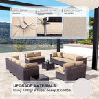 Kullavik 14 Pieces Outdoor Patio Furniture Set PE Wicker Rattan Sectional Sofa Patio Conversation Sets,Sand