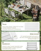 GREENVINES 5-Piece Outdoor Dining Set | HDPE | Patio Table and Chairs Sets for 4 | Patio Furniture | All Weather | Umbrella Hole | White | for Backyard Poolside Garden