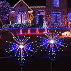 Solar Garden Lights for Outdoor Decor, Waterproof 2 Pack Solar Powered Firework Stake 120 LED Sparklers String Lights for Yard Pathway 4th of July Decorations(Colorful)