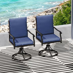 LEVELEVE 5 Piece Outdoor Patio Dining Set with 4 Swivel Dining Chairs & 1 Large Round Dining Table,Bistro Furniture Set for Lawn, Garden, Deck, Backyard and Porch