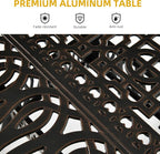 DWVO Cast Aluminum Outdoor Dining Table, 59'' Patio Table w/Max Bearing 220 LBS, Patio Dining Table with 2" Umbrella Hole and Adjustable Foot Pads for Garden, Backyard, Deck and Patio, Bronze