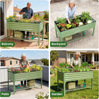 Elevated Raised Garden Bed 2' x 4'- Galvanized Metal Planter Boxes with Legs & Storage Rack, Outdoor Planters for Backyard/Patio/Balcony, with Drainage Holes for Vegetables, Flowers, Herbs, Green