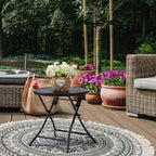 TeoKJ Folding Small Outdoor Side Tables, Anti Rust Small Patio Table Round - Image 9