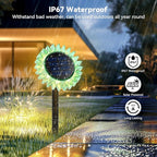 Outdoor Solar Lights, 4 Pack Led Solar Sunflower Lights, Stake/Wall 2-in-1 Waterproof Solar Garden Lights for Yard, Landscape, Fence, Patio, Driveway, Pathway, Backyard Decoration (Warm White)