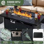 Aoxun 8 Piece Patio Furniture Set with 44” Fire Pit Table Wicker Rattan Patio Sectional Sofa Set Outdoor Seating Furniture with Thickened Cushion, Beige