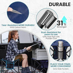 FUNDANGO Oversized Camping Stool for Adults,Thick Padded 18.1 Inch Folding Ottoman Foot Rest, 440 Lbs Heavy Duty Outdoor Camp Chairs with Anti-Slip Foots & Carry Bag for Fishing Travel (Blue)