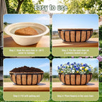 4 Pcs 30 Inch Trough Coco Liner for Window Box, 100% Natural Half Moon Coconut Coir Planter, Replaceable Coconut Fiber Liner for Window Boxes & Fence Flower Baskets (4, 30 inch)