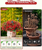 Faux Flowers for Outdoor Planters 16 Bundles UV Resistant Artificial Eucalyptus Fake Plants Outside Spring Summer Yard Decoration Realistic Silk Daisy Used for Patio,Front Porch,Garden,Pots Decor