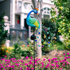 DREAMSOUL Metal Peacock Garden Solar Lights Outdoor Decorative Garden Stake Lights- Waterproof Peacock Solar Landscape LED Path Light Patio Yard Lawn Outside Decoration