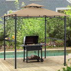 ABCCANOPY 8'x 5' Grill Gazebo Shelter, Outdoor BBQ Gazebo Canopy with LED Light (Khaki)