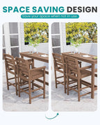 SERWALL 41" Outdoor Bar Table, All Weather HDPE Patio Bar Counter Height Table, Rectangle Patio Bar Table for Outside, Garden, Backyard, Balcony, Poolside, Brown
