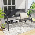 52" Outdoor Bench Weatherproof, Rust-Resistant Aluminum Metal Patio Garden Bench, Patio Loveseat for Porch Garden Lawn Backyard Park Balcony(Grey, 1PC)