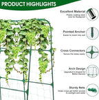 Garden Trellis for Climbing Plants Outdoor, Cucumber Trellis for Raised Bed Garden, Arch Trellis Support for Cucumbers Tomatoes Beans Peas, 50x48 inch, Metal Trellis with Netting, Green