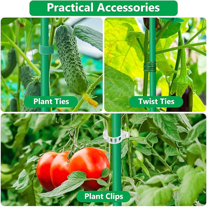 Lezmarket 150 Pack Garden Stakes(16" Each), Plant Support Stakes, DIY 4ft 5ft 6ft 7ft Sturdy Fiberglass Plant Sticks Support Garden Trellis for Growing Climbing Tomato Vegetables Flowers
