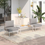 Sundale Outdoor 3 Pieces Patio Furniture Set, Metal Outdoor Sectional Sofa with Coffee Table, All-Weather Modern Outdoor Conversation Sets for Balcony, Porch, Poolside, Sunroom