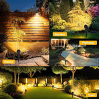 T-SUNUS Solar Spot Lights Christmas 6-in-1 Outdoor Warm White 3000K Landscape Spotlight IP65 Waterproof Separated Panel Spotlights with 9.8ft Cable Auto On/Off for Tree Lawn Driveway Pathway Halloween