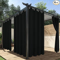 HolidayIdeas Outdoor Curtains for Patio Waterproof, 4 Panels - 54 x 120 Inch - Privacy Protection & Light Filtering Curtains Black Grommet Outside Curtains for Porch, Gazebo, Pergola, Backyard