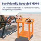LZRS Outdoor Side Table - 2-Tier Adirondack HDPE Patio End Table for Pool, Porch,Balcony & Backyard,Weather Resistance for Indoor and Outdoor use(Orange)