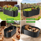 17" Tall Outdoor Garden Raised Garden Bed Kits, 4ft X 2ft Oval,0.8MM Thick Metal Raised Planter Bed/Ground Planter Box for Variety of Flowers,Herbs,Vegetables (Black, 48X24X16.5 Inches)