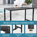 Outdoor Bar Table, Patio Console Pub Height Tables with Powder Coated Steel Frame, Weather Resistant Waterproof Top for Hot Tub, Balcony, Garden, Yard, Poolside (47" Wide Bar Table, Black)