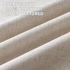 H.VERSAILTEX Linen Curtains 100% Blackout Curtains for Bedroom 84 inch Long Full Light Blocking Nature Linen Blended Window Curtains for Living Room Nickel Grommet (2 Panels, Heathered Natural)
