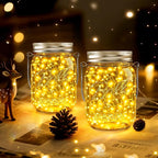String Lights, 12 Pack Solar Mason Jar Lights in Warm White for Outdoor Use
